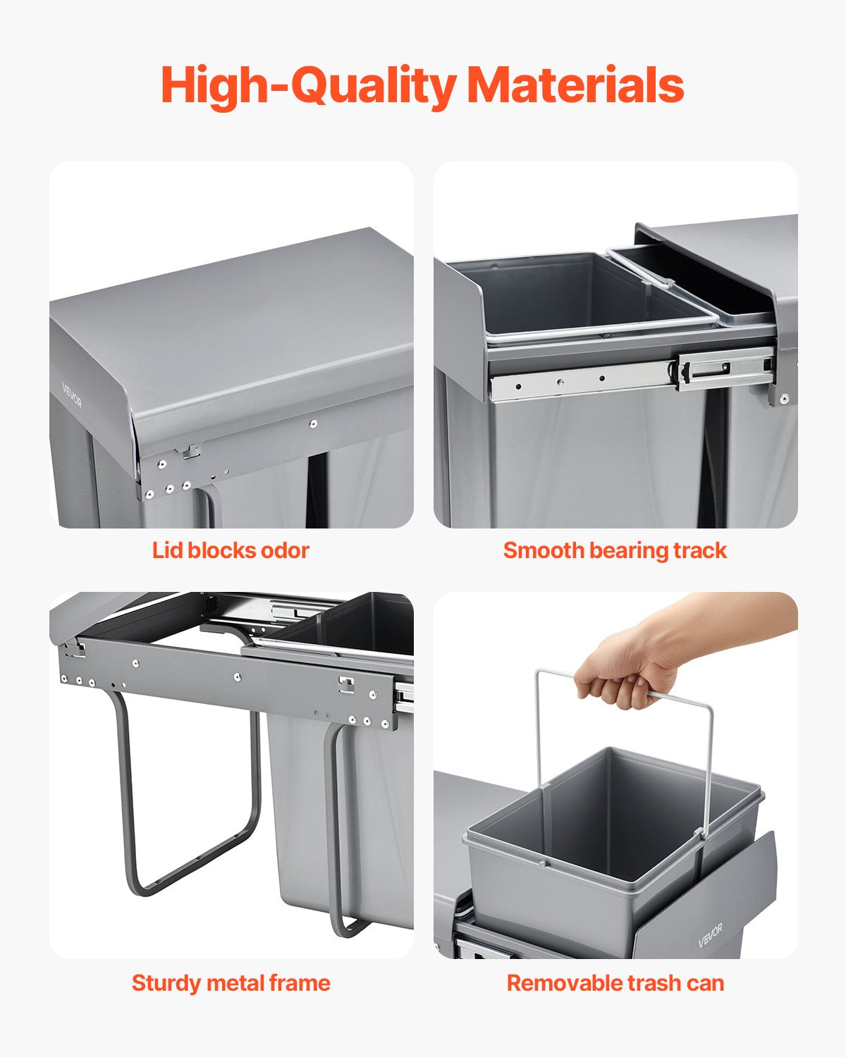 Pullout Trash Can for Kitchen Cabinets, 20Lx2 Double Under Sink