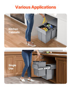 Pullout Trash Can for Kitchen Cabinets, 20Lx2 Double Under Sink
