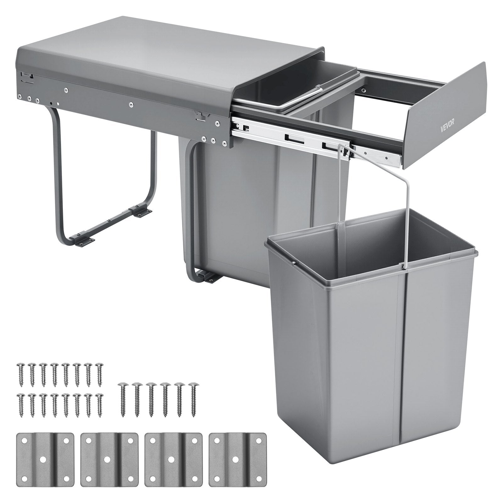Pullout Trash Can for Kitchen Cabinets, 20Lx2 Double Under Sink