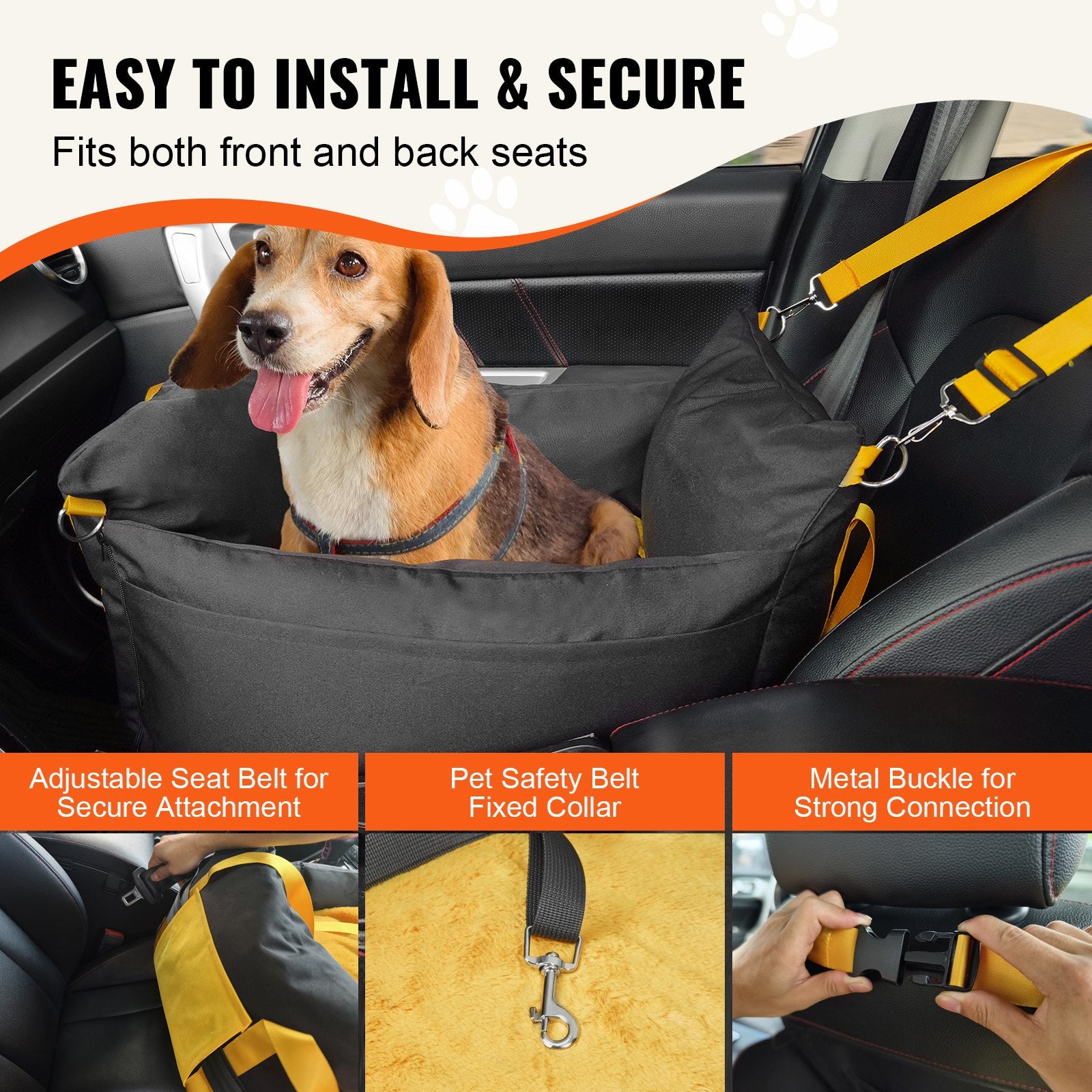 Dog Car Seat, Waterproof Dog Booster Seat for Car with Side Handles