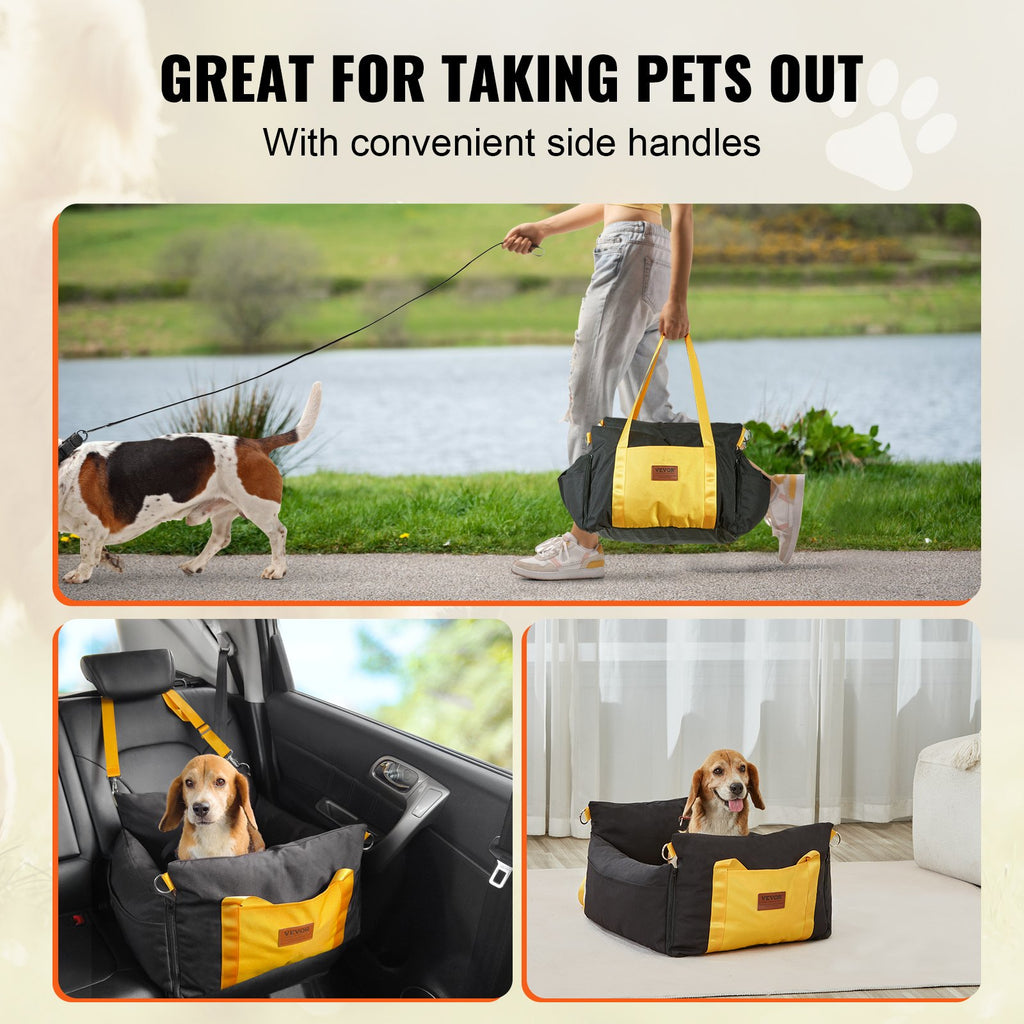 Dog Car Seat, Waterproof Dog Booster Seat for Car with Side Handles